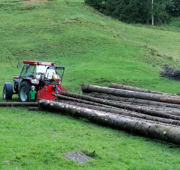 Sohnemann mit unserem Lindner 1650 bei der Forstarbeit