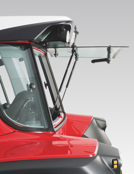 Rear window with double hinge Rear window with double hinge